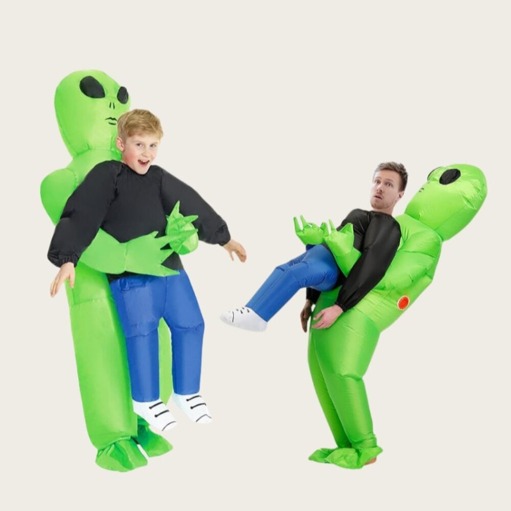 Kids Inflatable Alien Costume with Green and Blue Design
